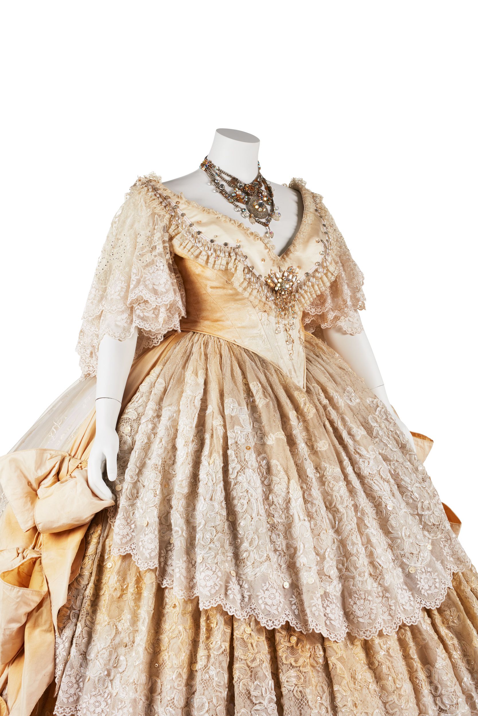 A view of the same costume from further away, showing the sleeve in the context of the upper part of the costume