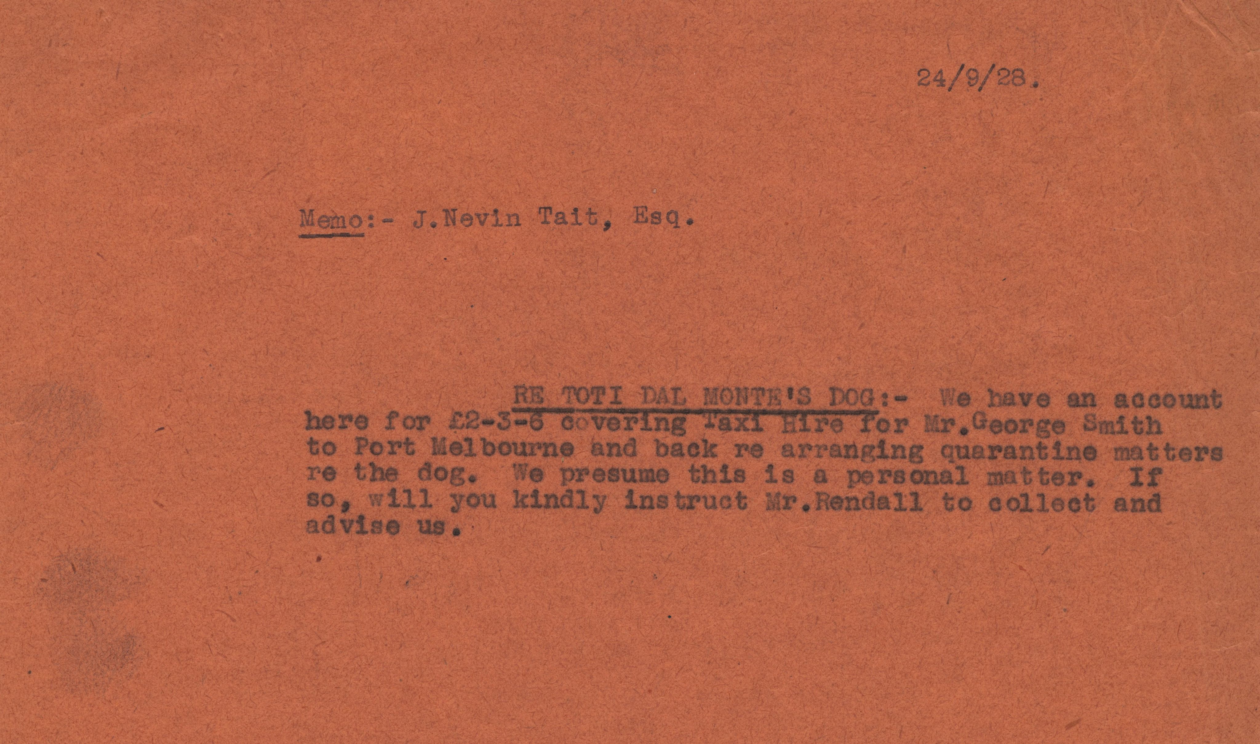 Orange-brown document with typed text. 