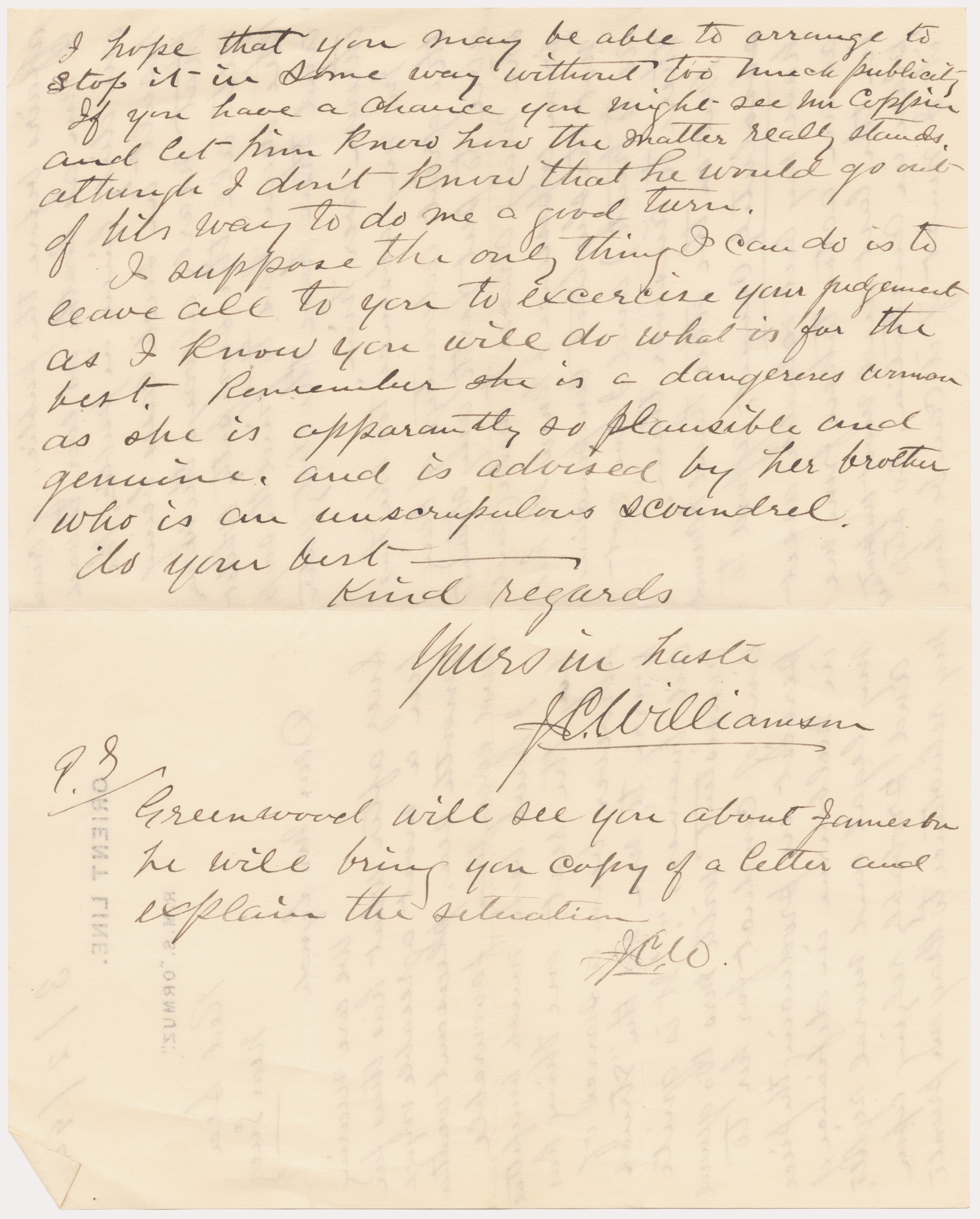 Close-up view of landscape letter showing the quote. 